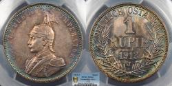 World Coins - GERMAN EAST AFRICA Wihelm II 1913-J Rupie PCGS MS-64