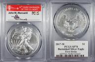 Us Coins - 2017-W Burnished Silver Eagle 1 Dollar (Silver) First Strike; Mercanti Signature PCGS SP-70