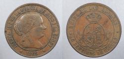 World Coins - SPAIN: 1868-OM 7-Ptd star 5 Centimos