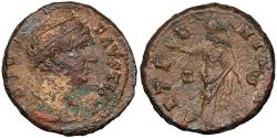 Ancient Coins - Diva Faustina, wife of Antoninus Pius Died 141 A.D. As Rome Mint Good VF