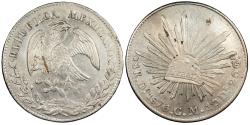 World Coins - MEXICO Republic 1876-Do CM 8 Reales AU