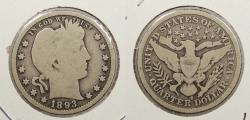 Us Coins - 1893-S Barber 25 Cents (Quarter)