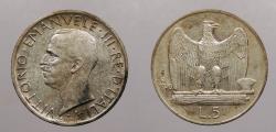 World Coins - ITALY: 1926-R 5 Lire