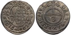 World Coins - GERMAN STATES Saxony-Albertine Line Johann Georg II 1661-CR 3 Pfennig EF