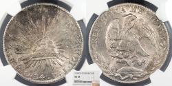 World Coins - MEXICO Republic 1834-Go PJ 8 Reales NGC AU-58