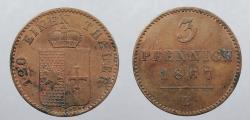 World Coins - GERMAN STATES: Waldeck-Pyrmont 1867-B 3 Pfennige