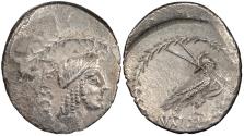 Ancient Coins - L. Valerius Acisculus 45 B.C. Denarius Rome Mint Near EF