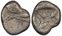 Ancient Coins - Ionia Miletos ca. late 6th-early 5th Century B.C. Obol (or diobol) About Fine
