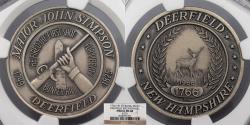 Us Coins - Deerfield, NH 1966 AR Deerfield Bi-Centennial Sterling 36mm Medal NGC MS-68