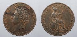 World Coins - GREAT BRITAIN: 1827 George IV Halfpenny