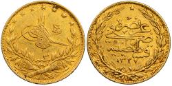 World Coins - TURKEY Mahmud V AH 1327 Y3 (1909) 100 Kurush EF