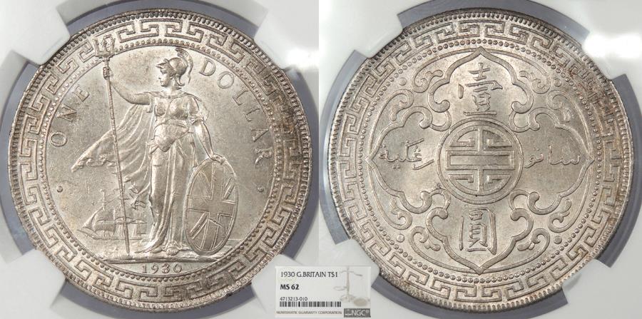 World Coins - GREAT BRITAIN Victoria 1930 Trade Dollar NGC MS-62
