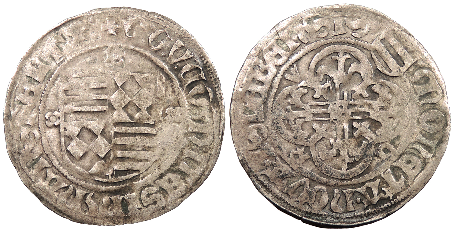 GERMAN STATES Mansfeld-Eisleben Gunther IV, Gebhart VI, Volrat II 1450-1474  Groschen VF
