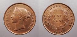 World Coins - STRAITS SETTLEMENTS: 1845 Victoria; One Year Type Cent