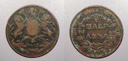 World Coins - INDIA: British Colonial East India Co. 1835 (m) 31mm 1/2 Anna