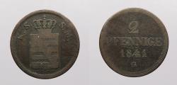 World Coins - GERMAN STATES: Saxony (Sachsen) 1841-G 21mm 2 Pfennig