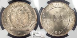 World Coins - ITALIAN STATES Roman Republic 1849-R 40 Baiocchi NGC MS-66