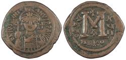 Ancient Coins - Justinian I 527-565 A.D. Follis (40 Nummi) Nicomedia Mint VF