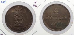 World Coins - GUERNSEY: 1908-H 4 Doubles