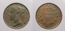 World Coins - STRAITS SETTLEMENTS: 1845 Victoria 1/2 Cent