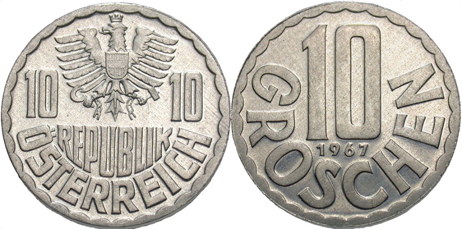 World Coins - AUSTRIA: 1967 10 Groschen
