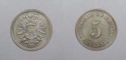 World Coins - GERMANY: Empire 1889-A 5 Pfennig BU