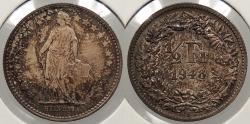 World Coins - SWITZERLAND: 1948-B 1/2 Franc