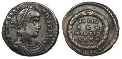 Ancient Coins - Constantius II 337-361 A.D. Siliqua Lugdunum Mint Near VF Ex Harptree Hoard, found in 1887.
