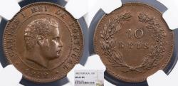 World Coins - PORTUGAL Carlos I 1892 10 Reis NGC MS-63 BN