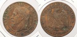 World Coins - FRANCE: 1863-BB 5 Centime