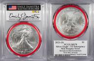 Us Coins - 2021-(S) Silver Eagle; Type 2 1 Dollar (Silver) Emergency Issue; First Day of Issue PCGS MS-70