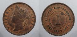 World Coins - STRAITS SETTLEMENTS: 1874-H Victoria Cent