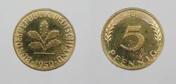 World Coins - GERMANY (WEST) 1950-G 5 Pfennig Proof