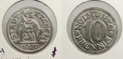 World Coins - GERMANY: 1920 Notgeld; Aachen 10 Pfennig