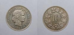 World Coins - SWITZERLAND: 1884 10 Rappen