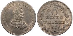 World Coins - GERMAN STATES Hesse-Cassel Wilhelm II 1830 1/6 Thaler AU/UNC
