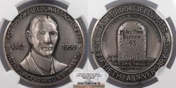 Us Coins - East Brookfield, MA 1970 AR East Brookfield 50th Anv. Sterling 38mm Medal NGC MS-67