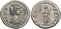 Ancient Coins - Julia Domna, wife of Septimius Severus 196-211 A.D. Denarius Laodicea ad Mare Mint EF ex. CNR XLV.2 'Empress Collection,' with ticket.