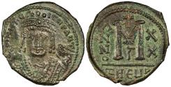 Ancient Coins - Maurice Tiberius 582-602 AD 40 Nummi Theoupolis (Antioch) Mint Good VF
