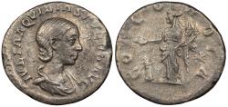 Ancient Coins - Aquilia Severa, wife of Elagabalus 220-221 & 221-222 A.D. Denarius Rome Mint Good VF