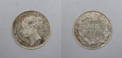 World Coins - GREAT BRITAIN: 1886 Victoria Sixpence (6 pence)