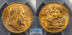 World Coins - AUSTRALIA Edward VII 1910-S Sovereign PCGS MS-63