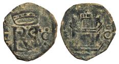 World Coins - SPAIN Philip II 1556-1598 Blanca (1/2 Maravedi) 1566-1572 EF