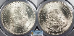 World Coins - MEXICO 1947-Mo 5 Pesos PCGS MS-65