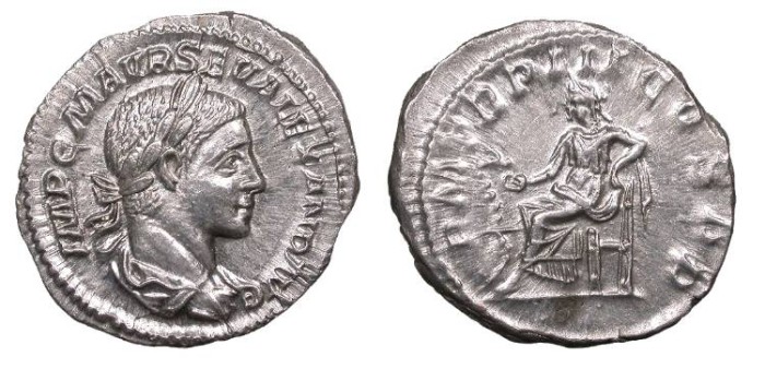 Ancient Coins - Severus Alexander 222-235 A.D. Denarius Rome Mint Choice EF