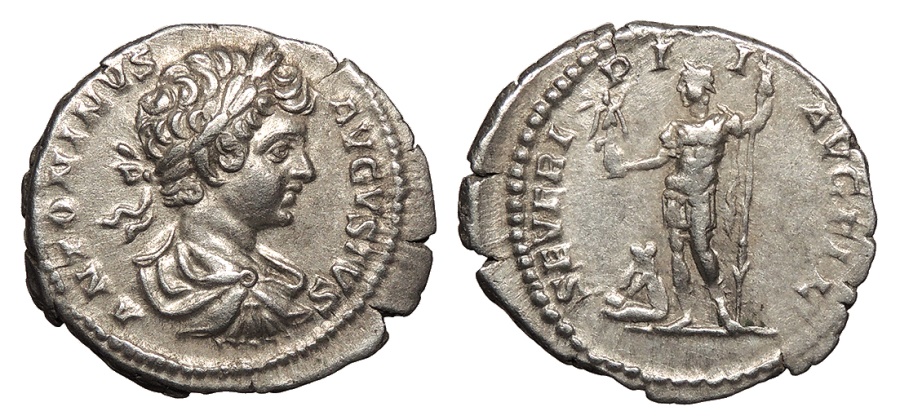 Ancient Coins - Caracalla 198-217 A.D. Denarius Rome Mint Near EF