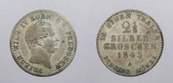 World Coins - GERMAN STATES: Prussia 1843-A 2 & 1/2 Silber Groschen