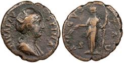 Ancient Coins - Diva Faustina, wife of Antoninus Pius Died 141 A.D. As Rome Mint VF