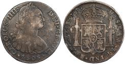 World Coins - PERU Spanish Colonial Carlos (Charles) IV 1808-LIMAE JP 8 Reales EF