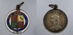 World Coins - GREAT BRITAIN: 1887 Enameled reverse w/loop Shilling